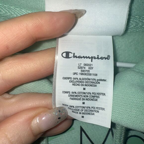 Champion Reverse Weave Hooded Sweatshirt - Monopoly Smoothie Green M - Picture 13 of 14